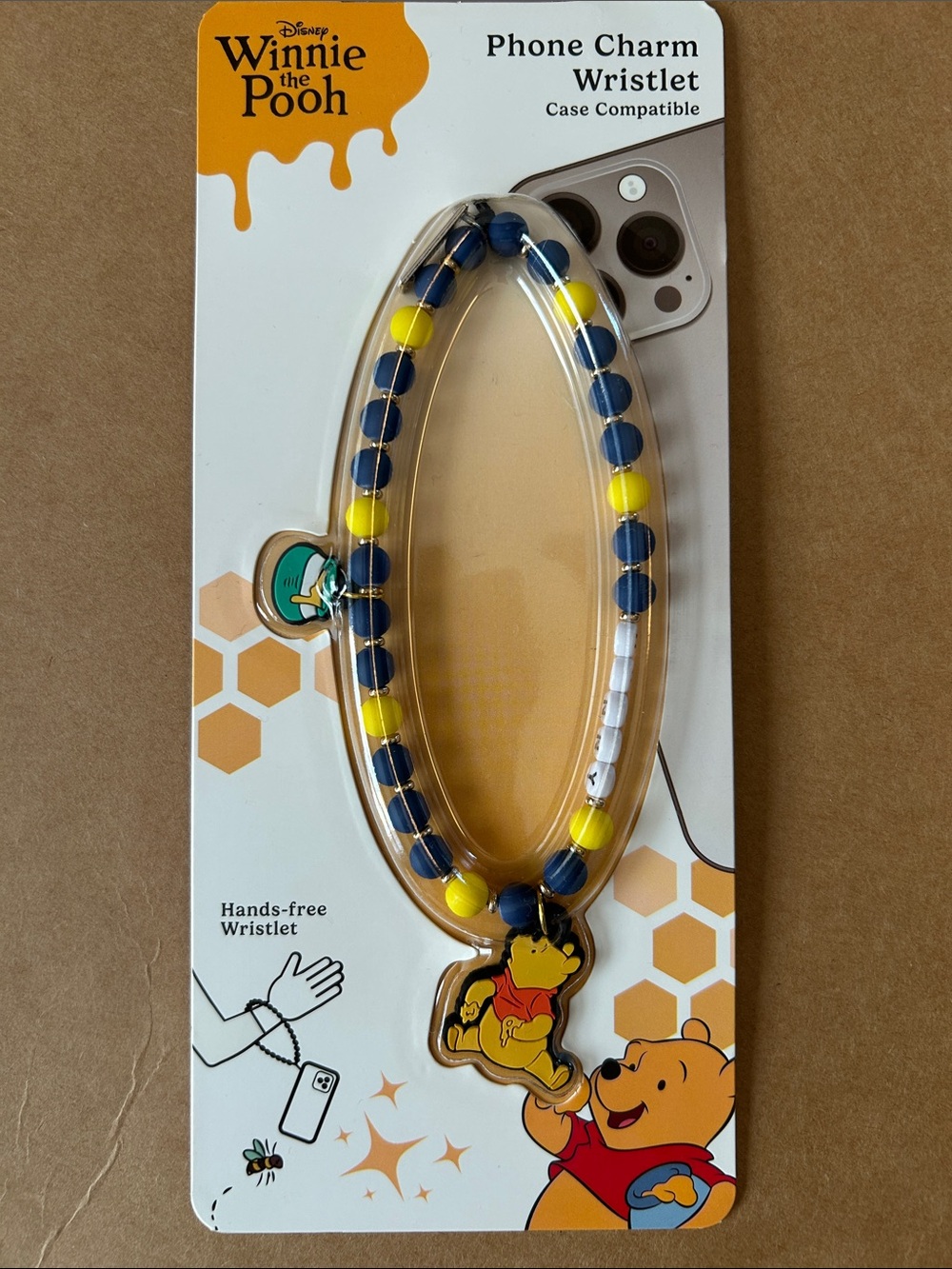 Winnie the Pooh Phone Charm Wristlet - Yellow & Navy Blue